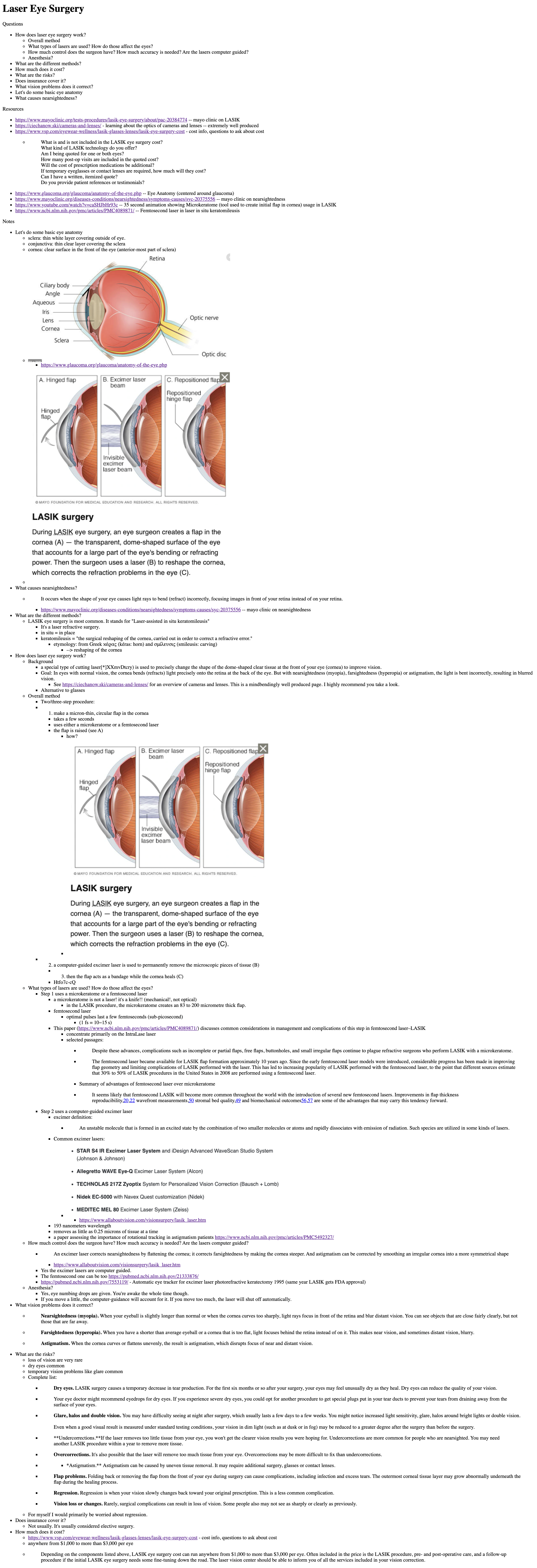 My Roam Research notes on Laser Eye Surgery.